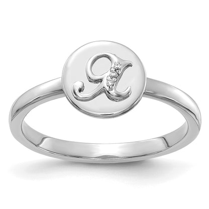 14k White Gold Real Diamond Initial X Ring