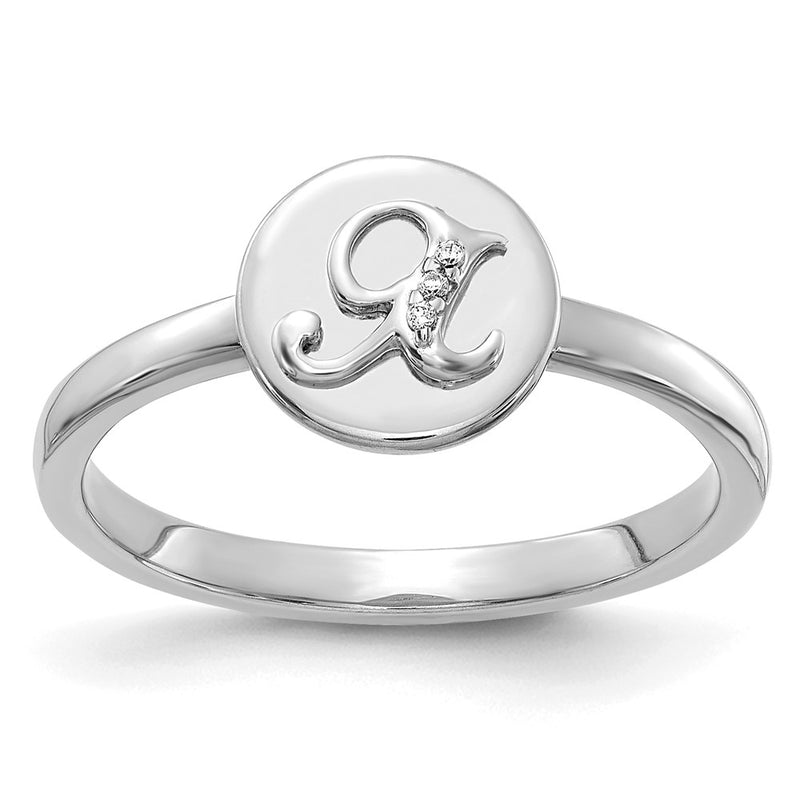 14k White Gold Real Diamond Initial X Ring