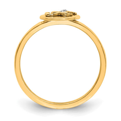 14k Yellow Gold Real Diamond Initial X Ring
