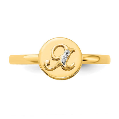 14k Yellow Gold Real Diamond Initial X Ring