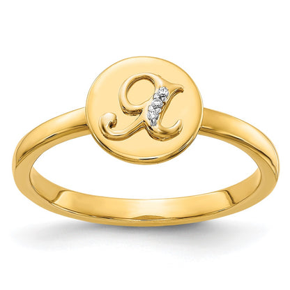 14k Yellow Gold Real Diamond Initial X Ring