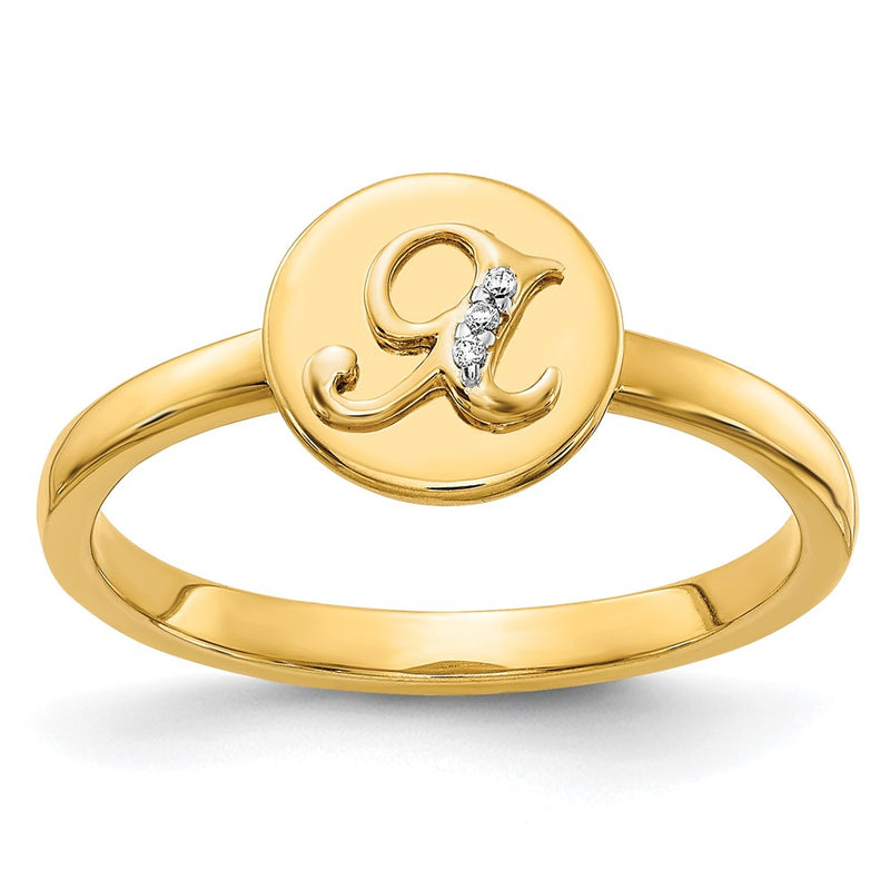 14k Yellow Gold Real Diamond Initial X Ring