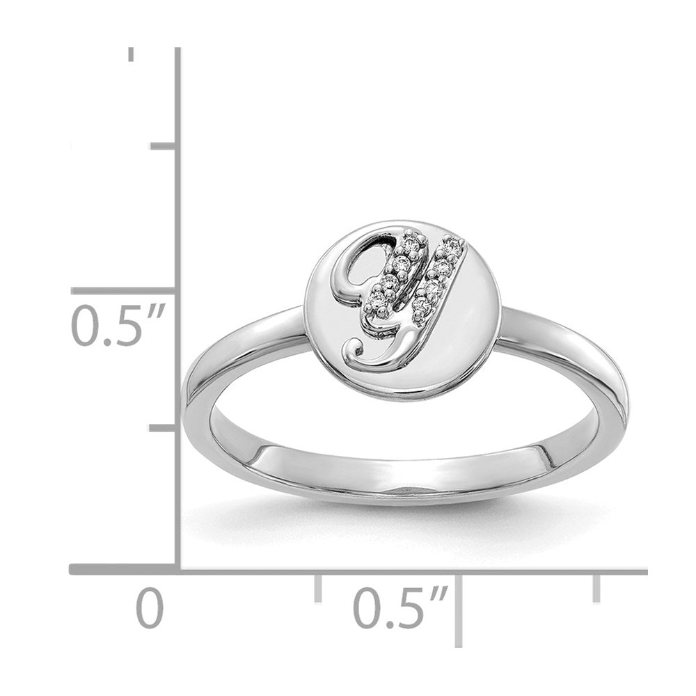 14k White Gold Real Diamond Initial Y Ring