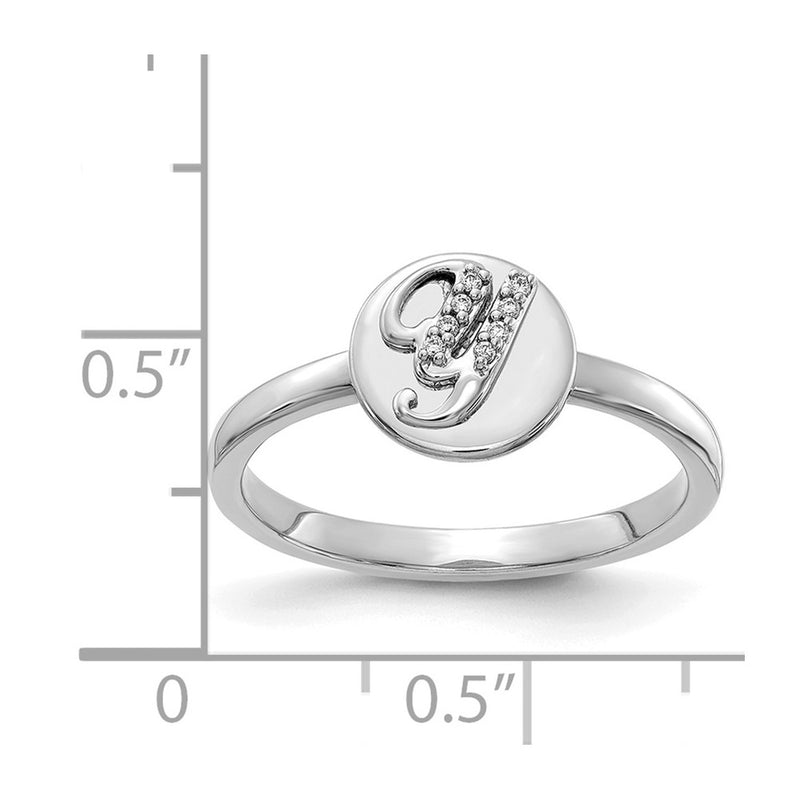 14k White Gold Real Diamond Initial Y Ring