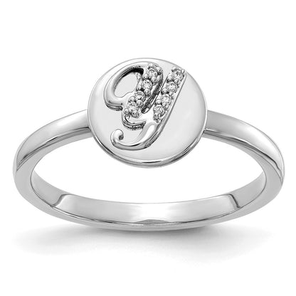 14k White Gold Real Diamond Initial Y Ring
