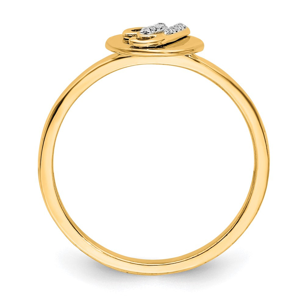 14k Yellow Gold Real Diamond Initial Y Ring