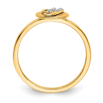 14k Yellow Gold Real Diamond Initial Y Ring