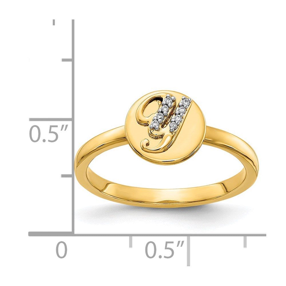 14k Yellow Gold Real Diamond Initial Y Ring