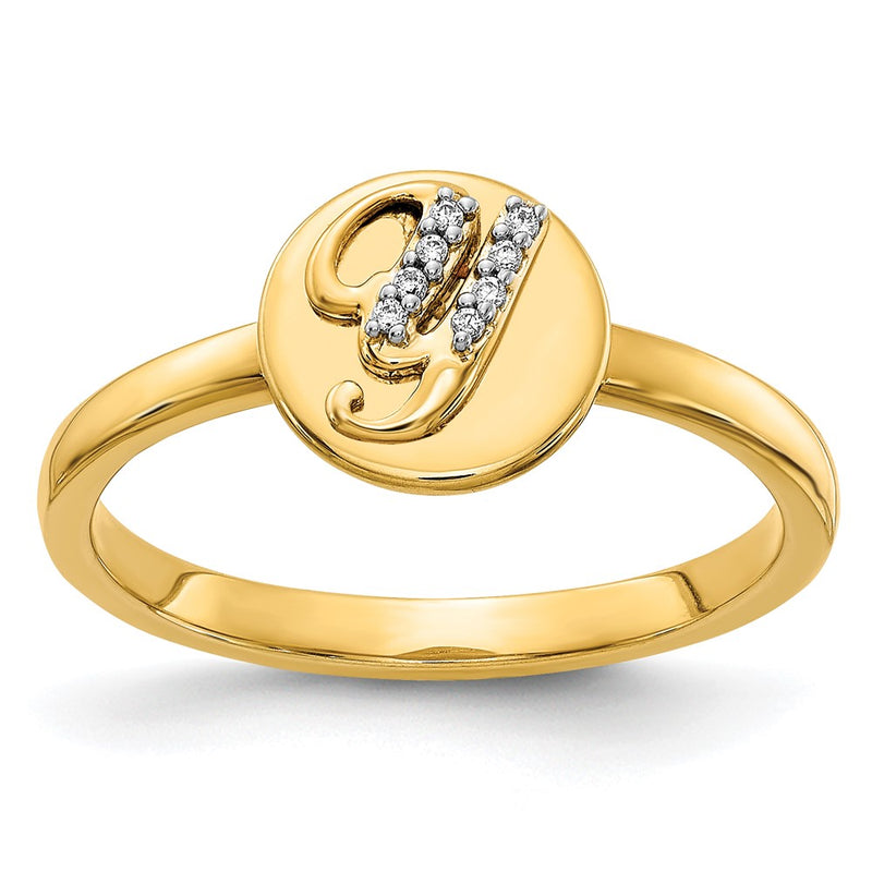 14k Yellow Gold Real Diamond Initial Y Ring
