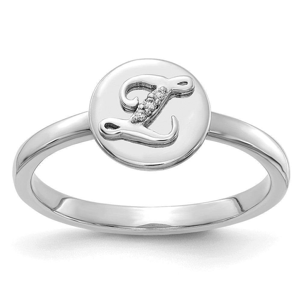 14k White Gold Real Diamond Initial Z Ring