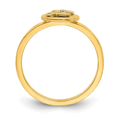 14k Yellow Gold Real Diamond Initial Z Ring