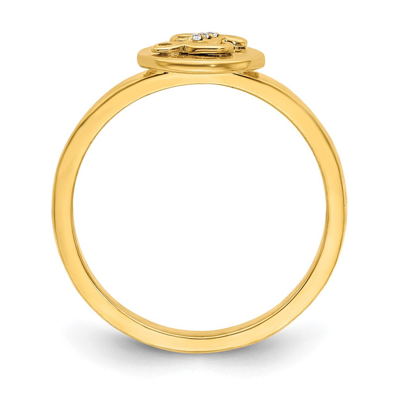 14k Yellow Gold Real Diamond Initial Z Ring