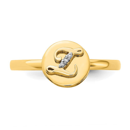 14k Yellow Gold Real Diamond Initial Z Ring