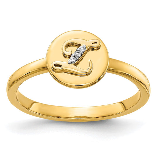 14k Yellow Gold Real Diamond Initial Z Ring