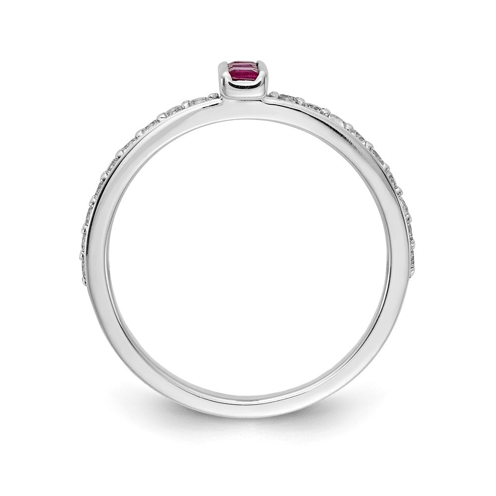 14k White Gold Real Diamond & Ruby Ring