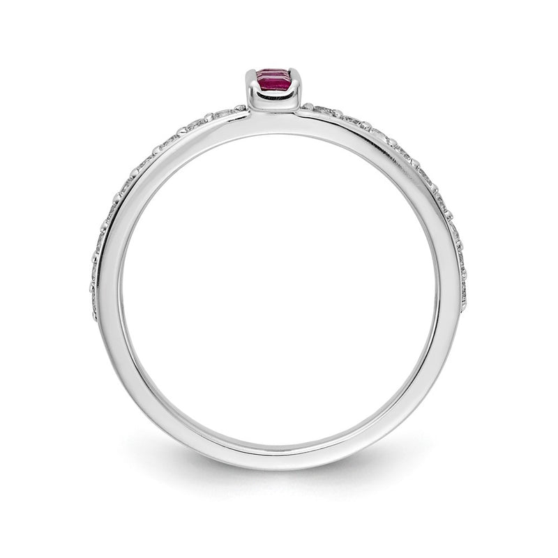14k White Gold Real Diamond & Ruby Ring