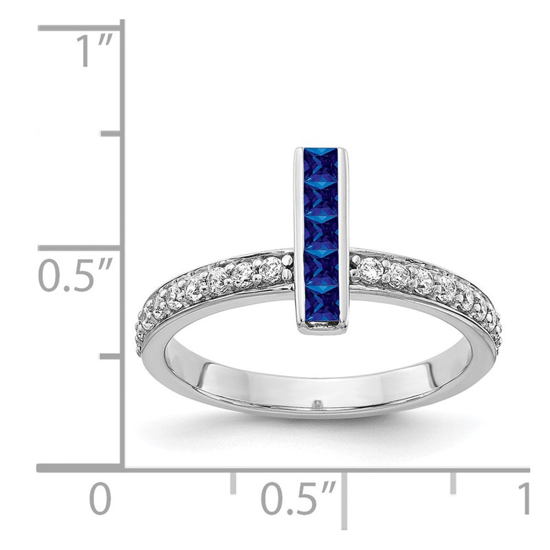 14k White Gold Real Diamond & Sapphire Ring