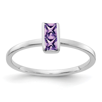 Solid 14k White Gold Simulated Amethyst Ring
