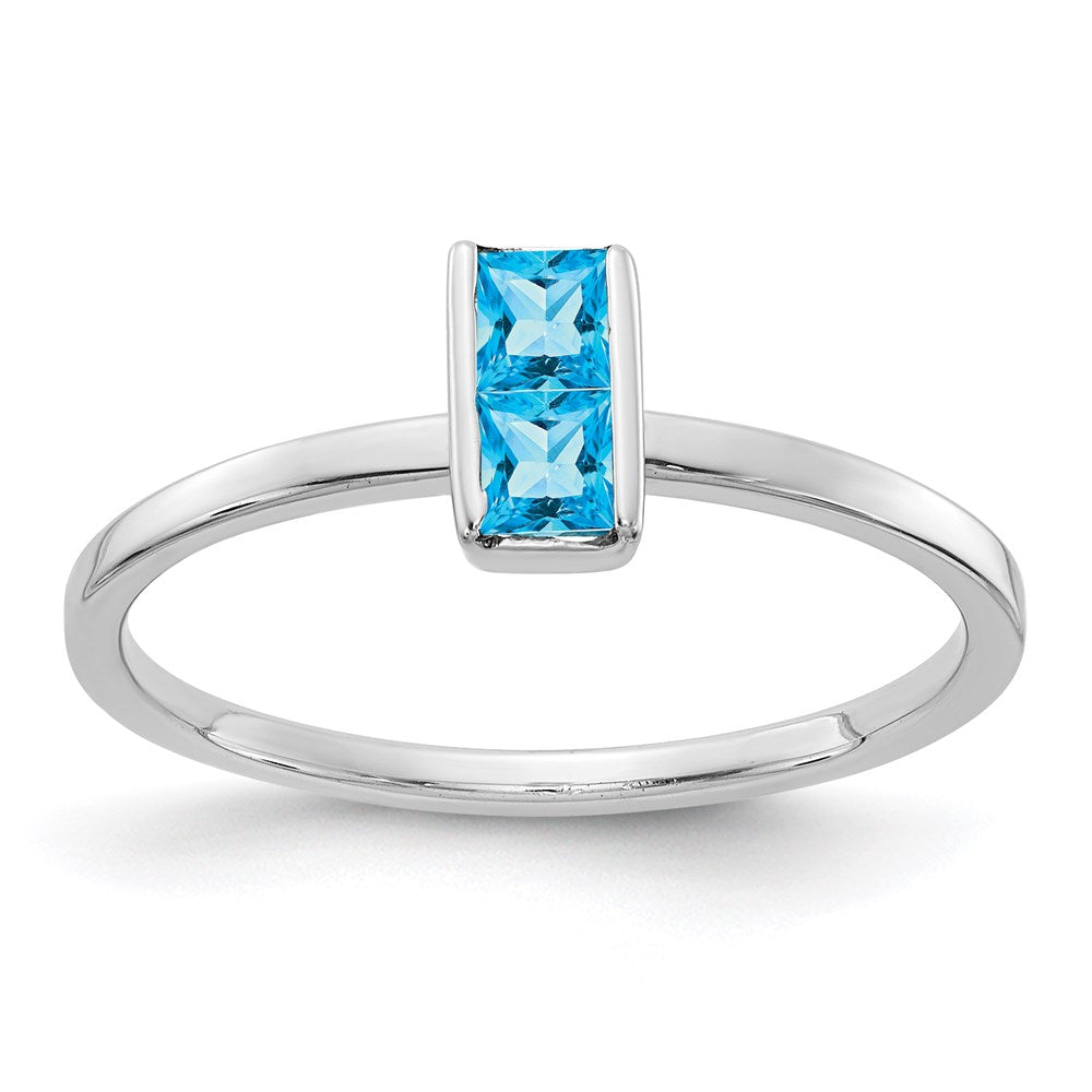 14k White Gold Blue Topaz Ring