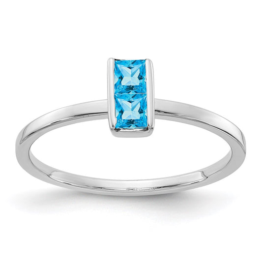 14k White Gold Blue Topaz Ring