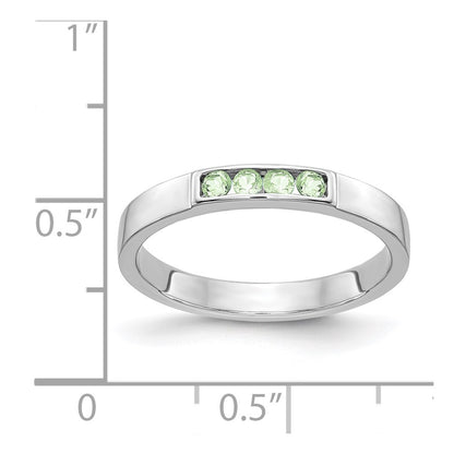 Solid 14k White Gold 4-stone Simulated Peridot Band