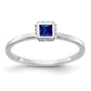 Solid 14k White Gold Simulated CZ and Princess Sapphire Ring