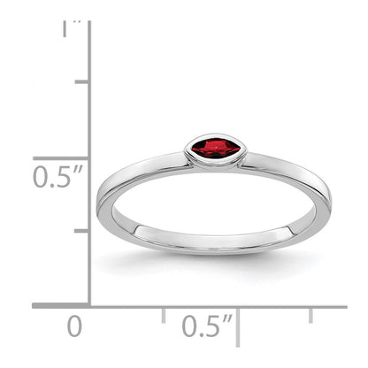 14k White Gold Bezel-set Marquise Garnet Ring