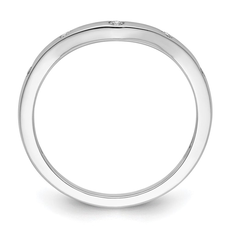 14k White Gold 5-stone Curved Real Diamond Ring