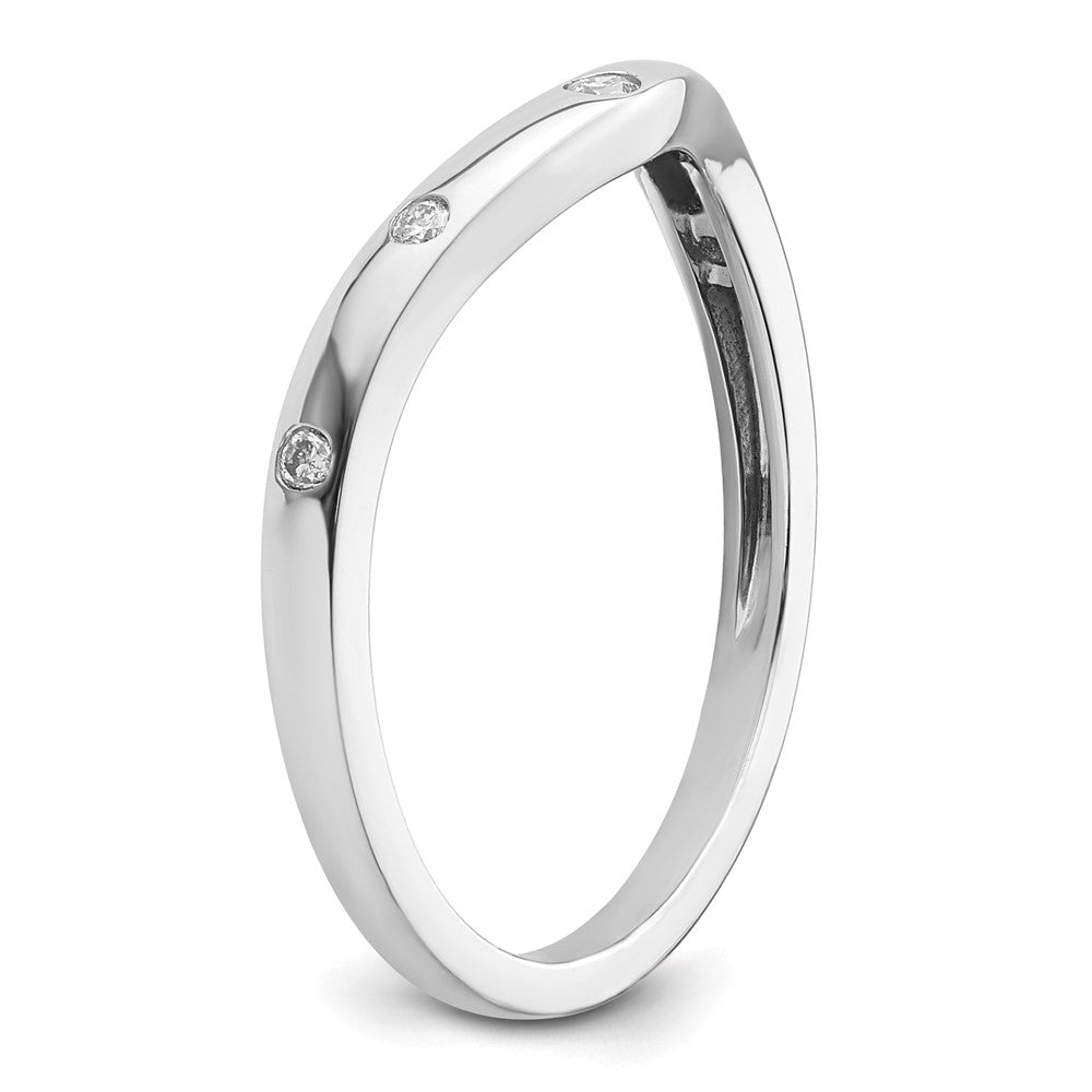 14k White Gold 5-stone Curved Real Diamond Ring