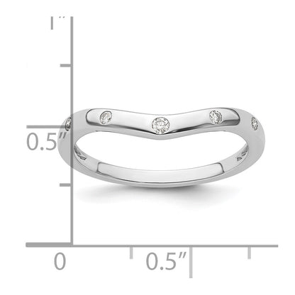 14k White Gold 5-stone Curved Real Diamond Ring