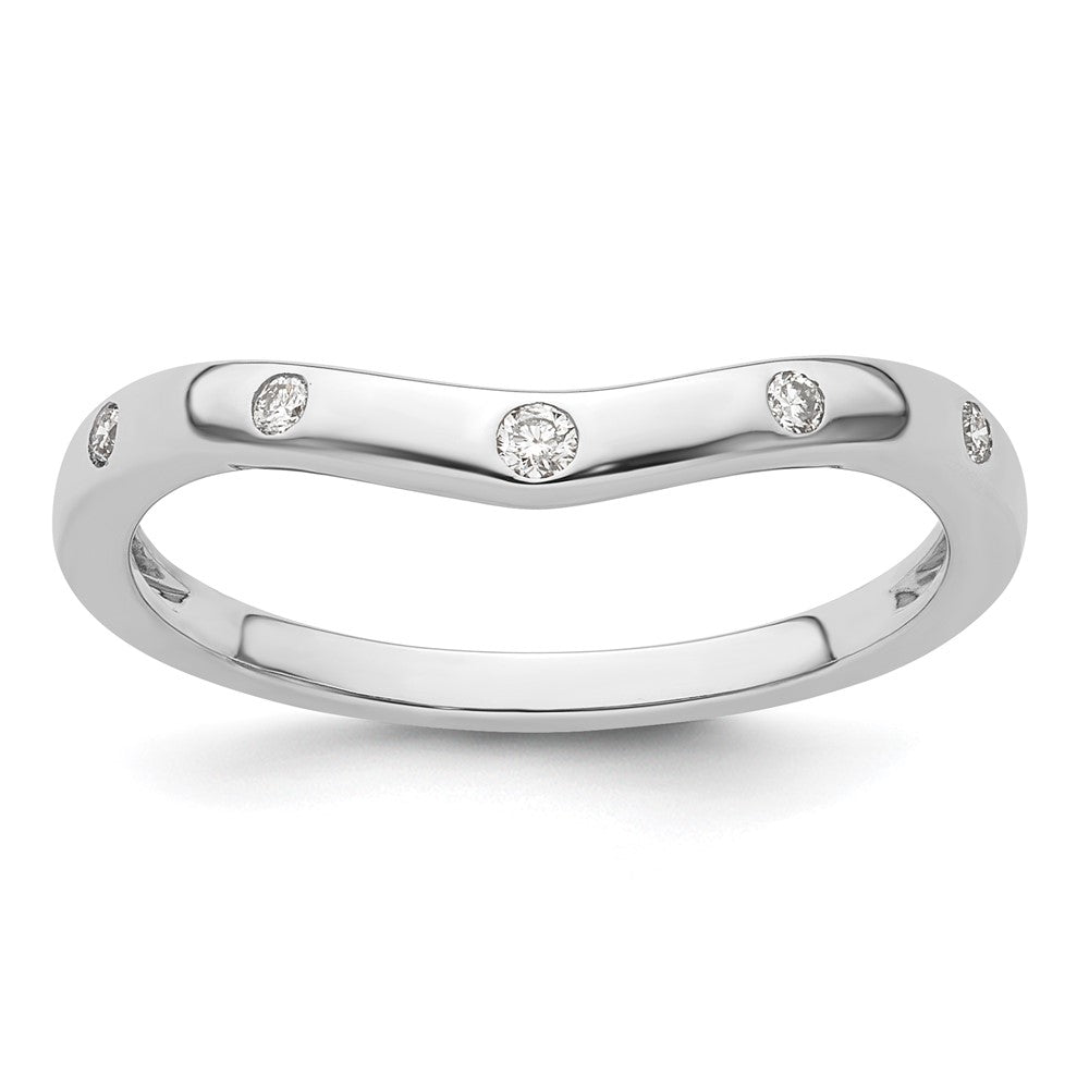 14k White Gold 5-stone Curved Real Diamond Ring