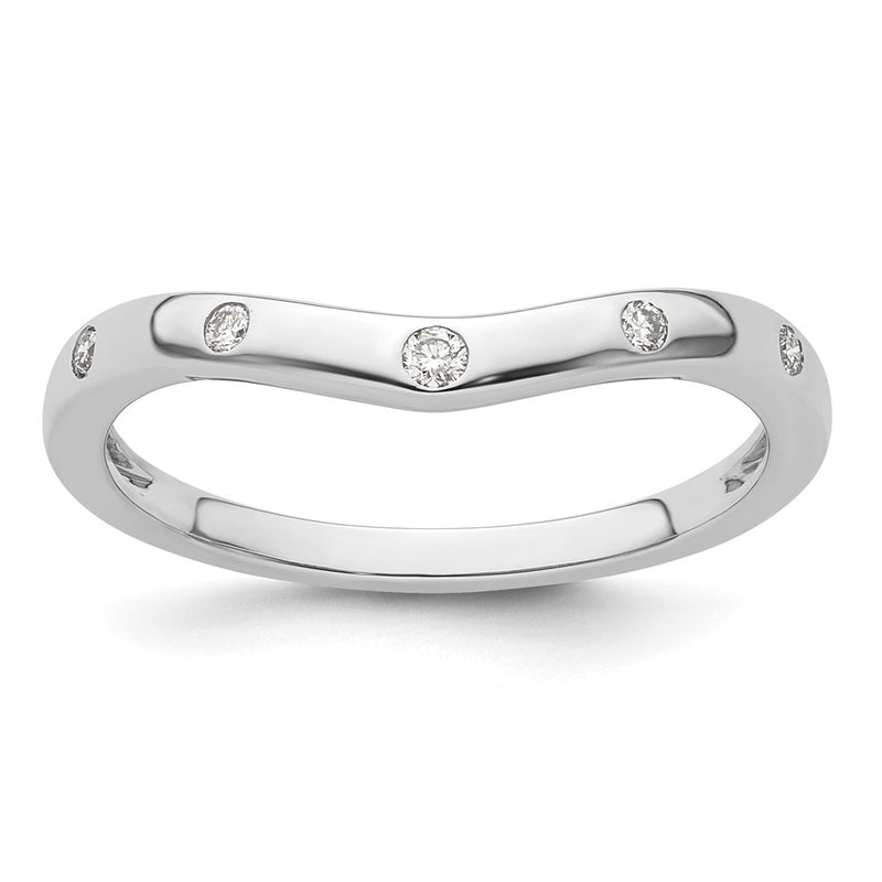 14k White Gold 5-stone Curved Real Diamond Ring