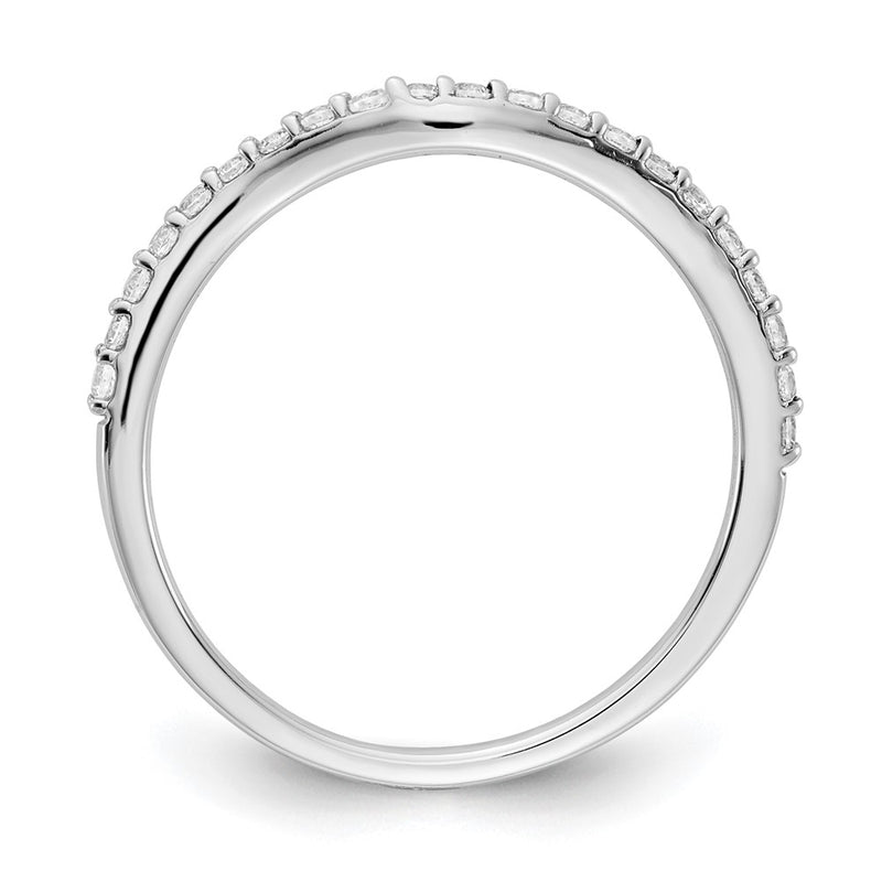 14k White Gold Curved Real Diamond Ring