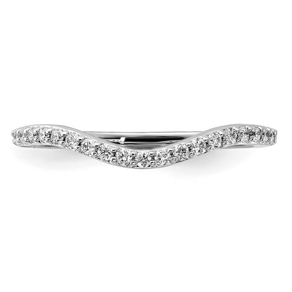 14k White Gold Curved Real Diamond Ring