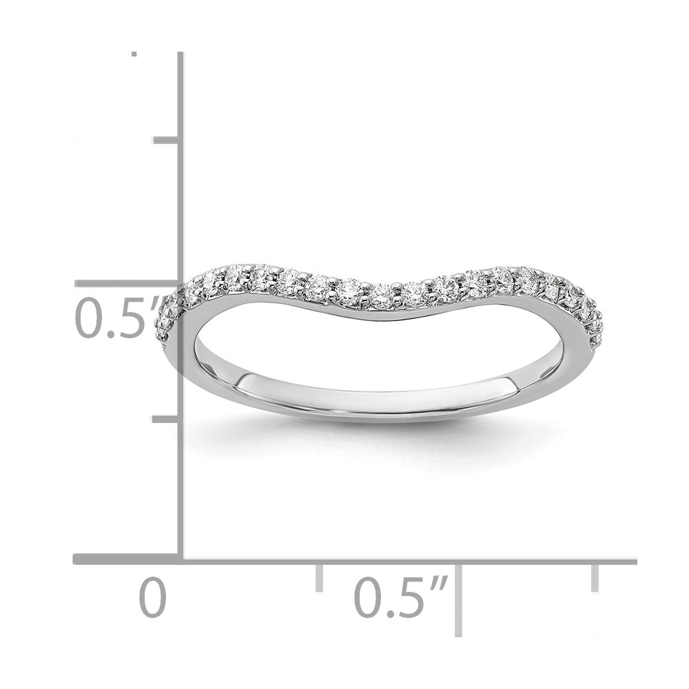 14k White Gold Curved Real Diamond Ring