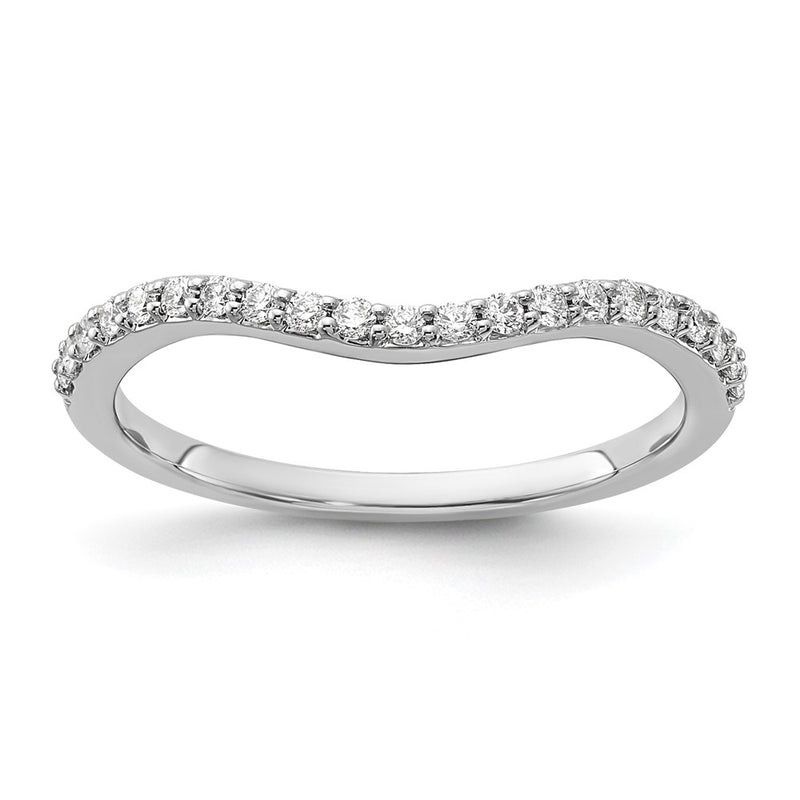 14k White Gold Curved Real Diamond Ring