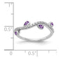 14k White Gold Real Diamond and Pear Amethyst Curved Ring
