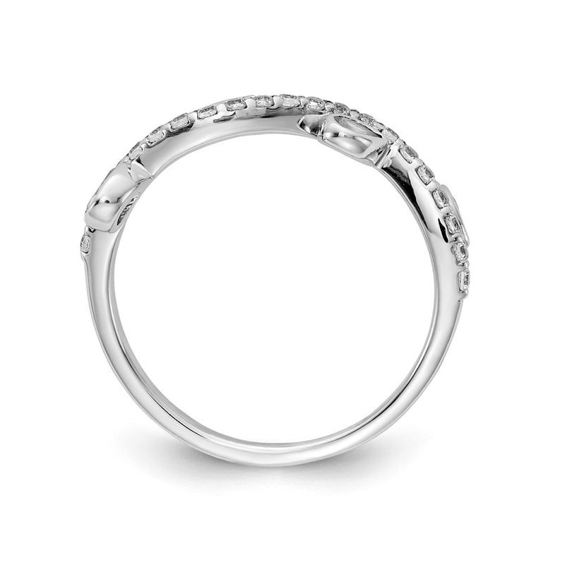 14k White Gold Real Diamond and Pear Peridot Curved Ring