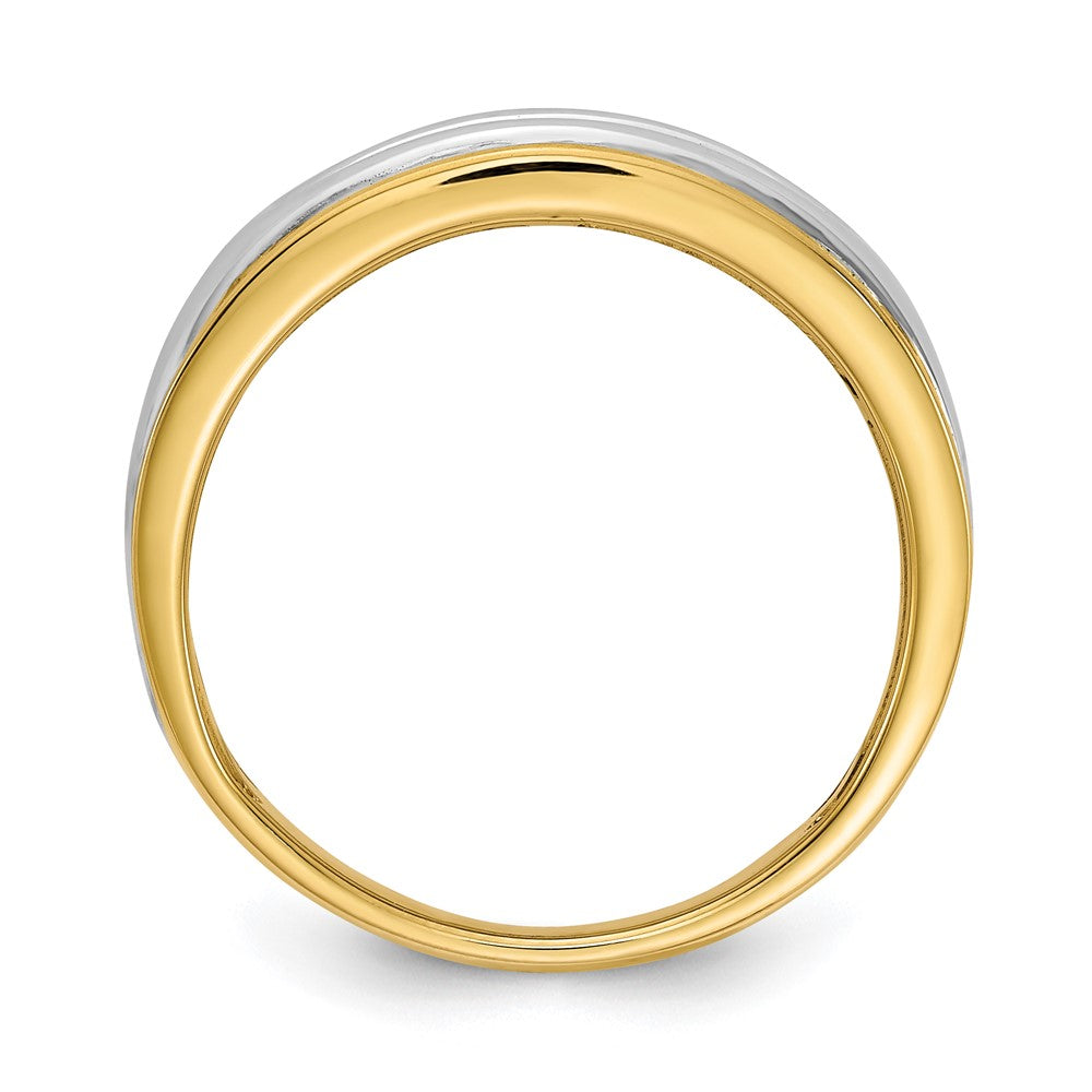 0.25ct. CZ Solid Real 14k Yellow & White Gold Men's Ring