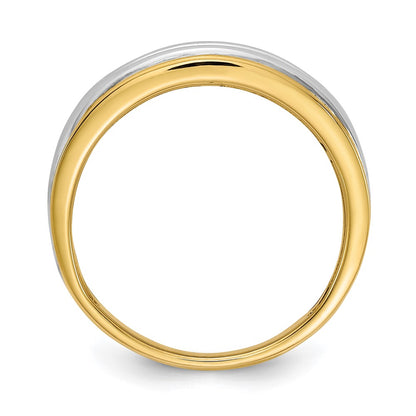 0.25ct. CZ Solid Real 14k Yellow & White Gold Men's Ring