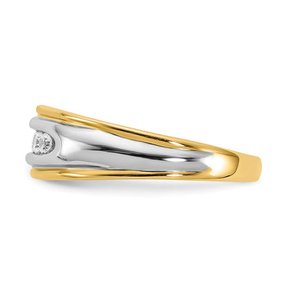 0.25ct. CZ Solid Real 14k Yellow & White Gold Men's Ring