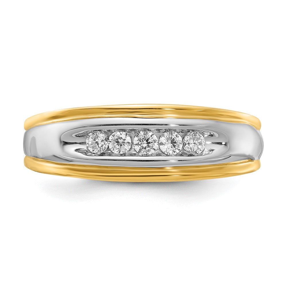 0.25ct. CZ Solid Real 14k Yellow & White Gold Men's Ring