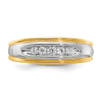 0.25ct. CZ Solid Real 14k Yellow & White Gold Men's Ring