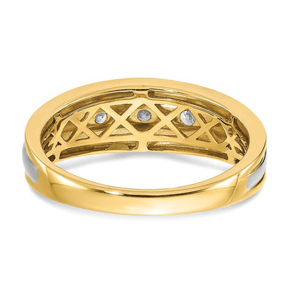 0.25ct. CZ Solid Real 14k Yellow & White Gold Men's Ring