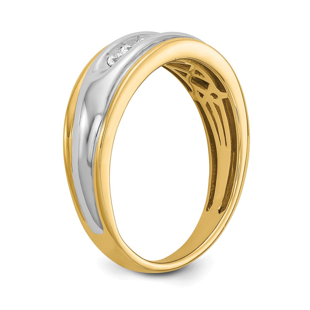 0.25ct. CZ Solid Real 14k Yellow & White Gold Men's Ring