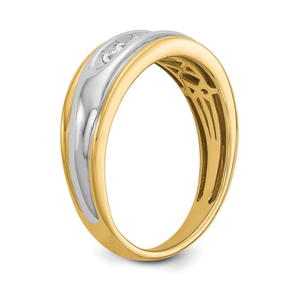 0.25ct. CZ Solid Real 14k Yellow & White Gold Men's Ring