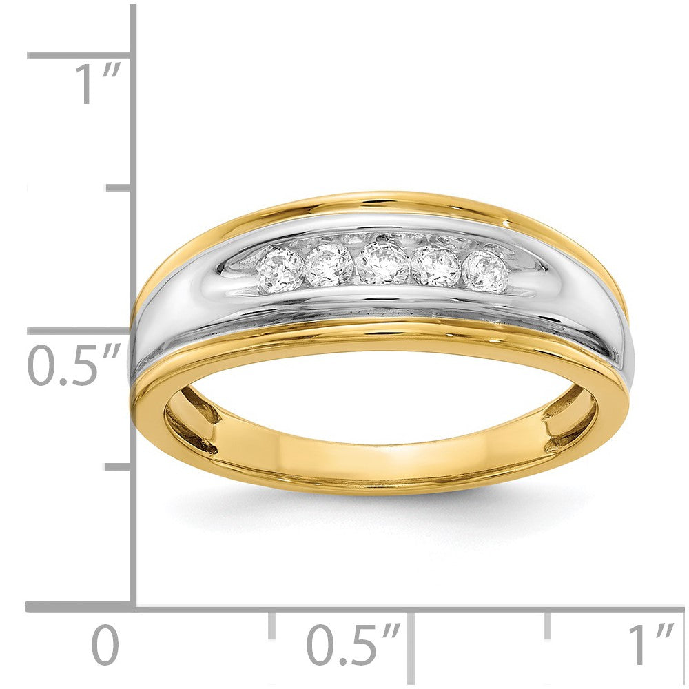 0.25ct. CZ Solid Real 14k Yellow & White Gold Men's Ring