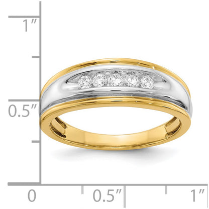 0.25ct. CZ Solid Real 14k Yellow & White Gold Men's Ring