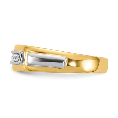 0.20ct. CZ Solid Real 14k Yellow & White Gold Men's Ring