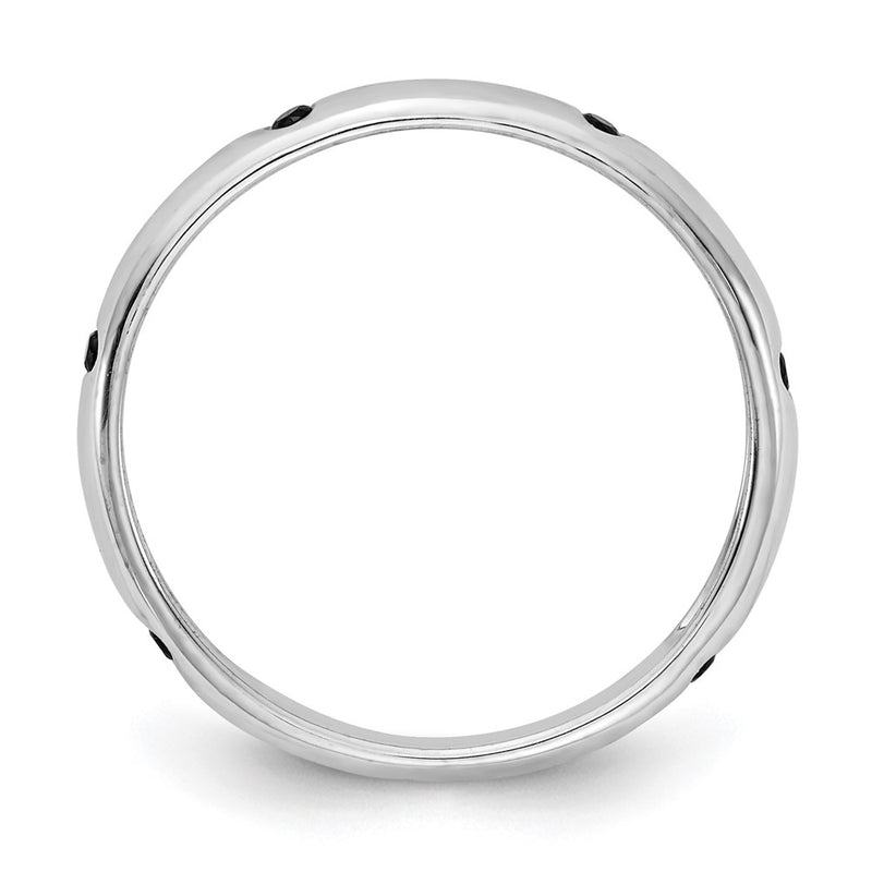 14k White Gold 6-stone Black Real Diamond Band